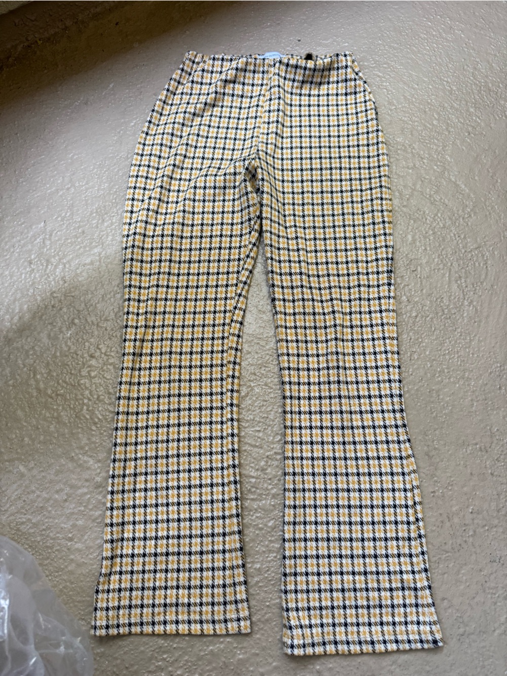 Urban Outfitters Yellow Black White Check Flare Pants